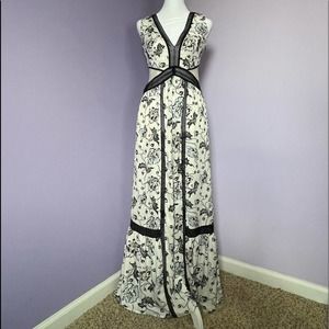 Self Portrait Paisley Floral Cut Out Lace Waist Maxi Dress (2)